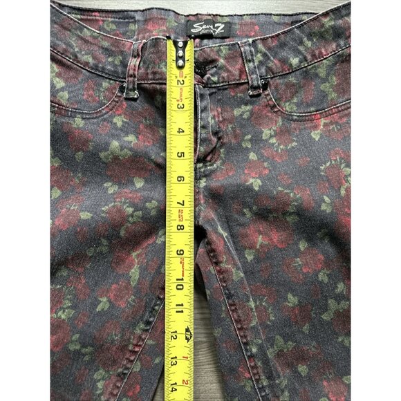 Seven7 Black legging jeans With Rose Pattern RN#109890 Size 8 Stretch Floral - Picture 5 of 8